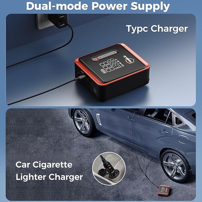 Tire Inflator Portable Air Compressor - KEEPUP 150 PSI Cordless Air Pump with Rechargeable Battery for Car Tires Ebike Motorcycles Bicycles Balls with Tire Gauge Pressure, Dual-Use Type