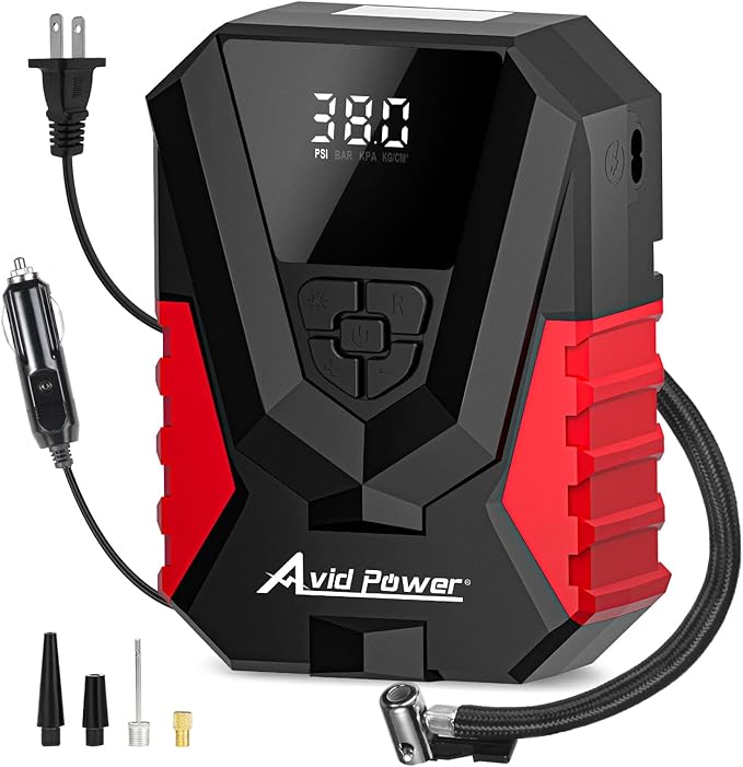 AVID POWER Tire Inflator Portable Air Compressor AC/DC, Automatic Tire Inflator with Gauge, 12V, 110V Small Air Compressor, Portable Air pump for Car Tires, Bikes, Motorcycles, Small inflatables
