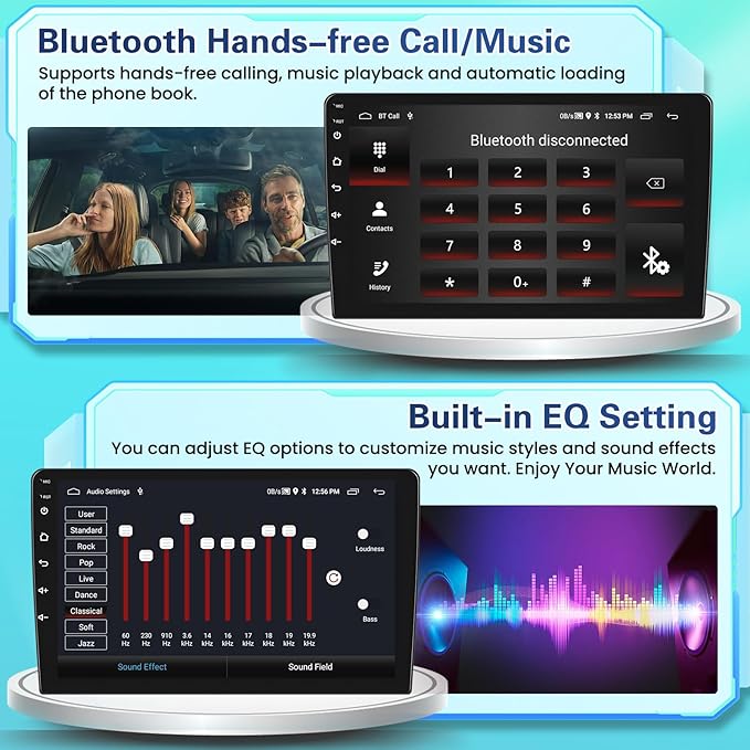 2+64GB Android Car Stereo for Honda Civic 2012-2015 Wireless Carplay Android Auto, 9 Inch Touchscreen Car Radio GPS Navi WiFi Bluetooth Backup Camera FM RDS Radio EQ SWC