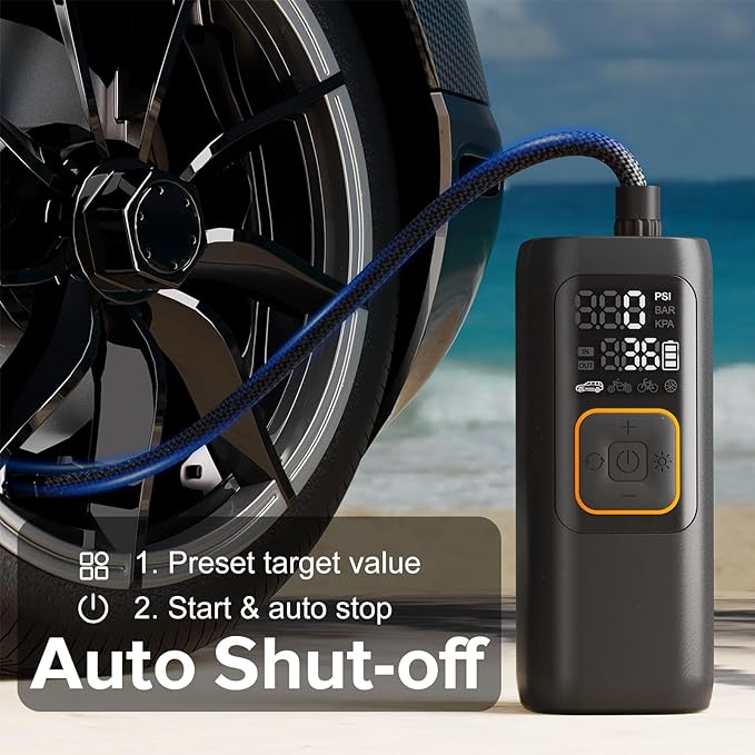 200PSI Tire Inflator Portable Air Compressor, Digital Tire Pump, Cordless Air Pump for Car Tires, Auto Shutoff, LED Light, Electric Air Compressor for Cars, SUV, Motorcycles, Bikes, Gifts for Men