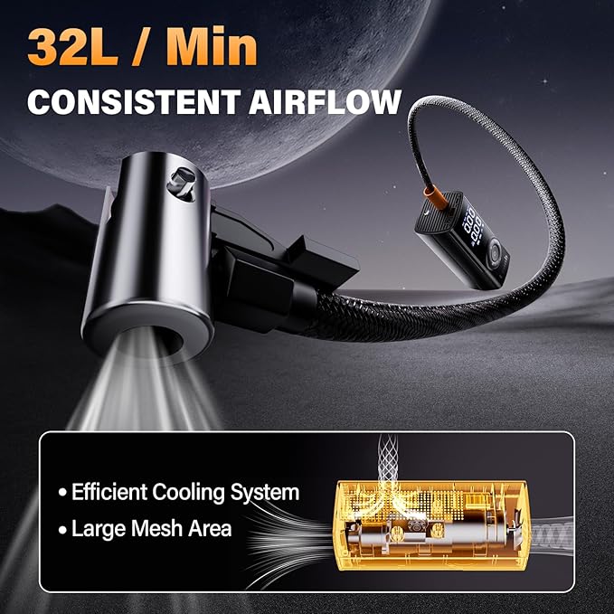 TM-A Tire Inflator Portable Air Compressor - 12V Car Tire Air Pump Portable with Pressure Gauge - One Minute Fast Inflation, Ideal for Car, Motorcycle, Bicycle and More