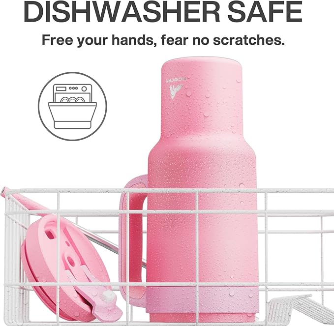 POWCAN 40 oz Tumbler with Handle, 2-in-1 Straw and Sip Lid, Leakproof, Dishwasher Safe, Insulated Stainless Steel Travel Coffee Mug, Keeps Cold for 34 Hours, Fits in Car Cup Holder (Coral)