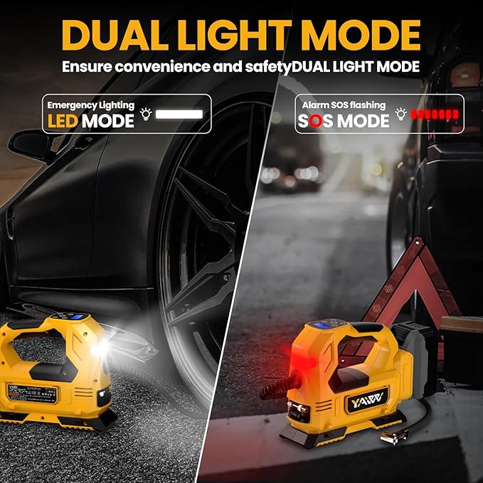 Cordless Tire Inflator Air Compressor for Dewalt 20V Max Battery, 160PSI Portable LED Light Handheld Air Pump with Digital Pressure Gauge for Cars Motorcycles Bikes Sport Balls(Battery Not Included)