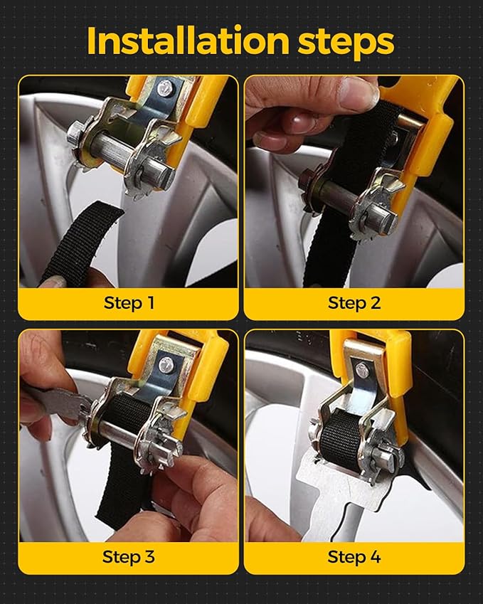 KYX Tire Chains for Car/SUV/Pickup Truks, Adjustable Universal Emergency Snow Chains for Tire, 8.7-11.1 inch, 8 Pcs,