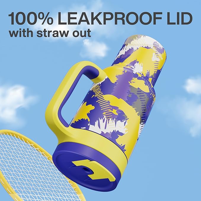 POWCAN 40 oz Tumbler with Handle, 2-in-1 Straw and Sip Lid, Leakproof, Dishwasher Safe, Insulated Stainless Steel Travel Coffee Mug, Keeps Cold for 34 Hours, Fits in Car Cup Holder (Rise to Glory)