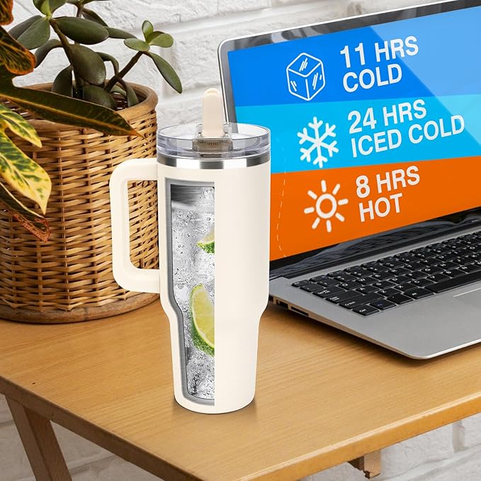 Sursip 40 oz Tumbler with Handle and Flip Straw, 100% Leakproof Lid Insulated Cup Stainless Steel Water Bottle for Cold Drinks Travel Mug, BPA-Free, Dishwasher Safe