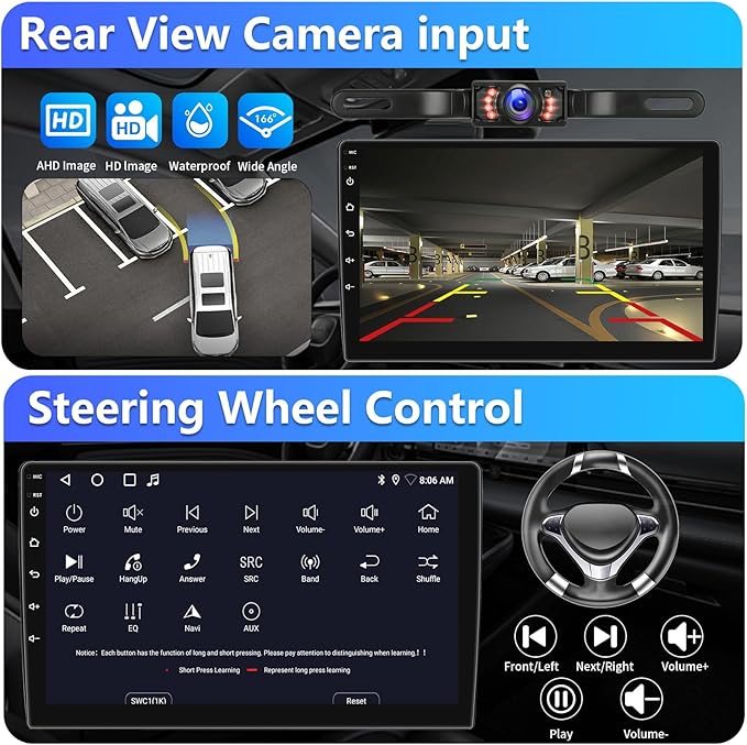 4G+64G Android 13 Car Radio for Honda Civic 2006-2011 with Wireless Carplay Android Auto GPS Navigation 10.1 Inch IPS Touch Screen Head Unit, Support Steering Wheel Control, Mirrorlink, Backup Camera