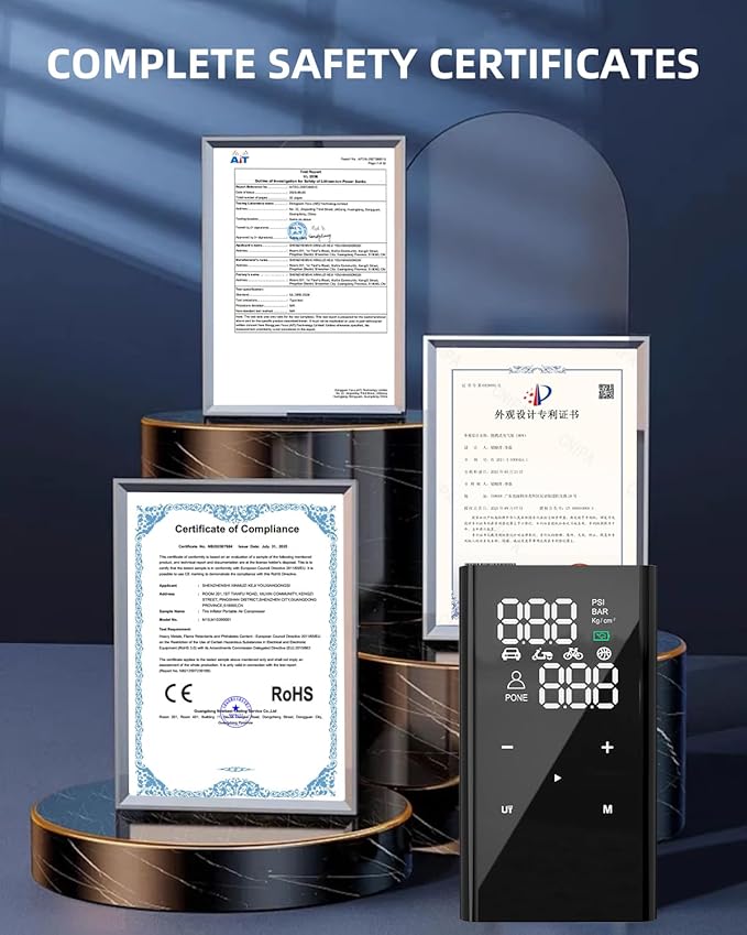 Tire Inflator Portable Air Compressor, 4X Faster Inflation Cordless Electric Air Pump for Car Tires with Digital Tire Pressure Gauge SUV, Light Truck, Motorcycle, Bike, Car Accessories Gifts for Men