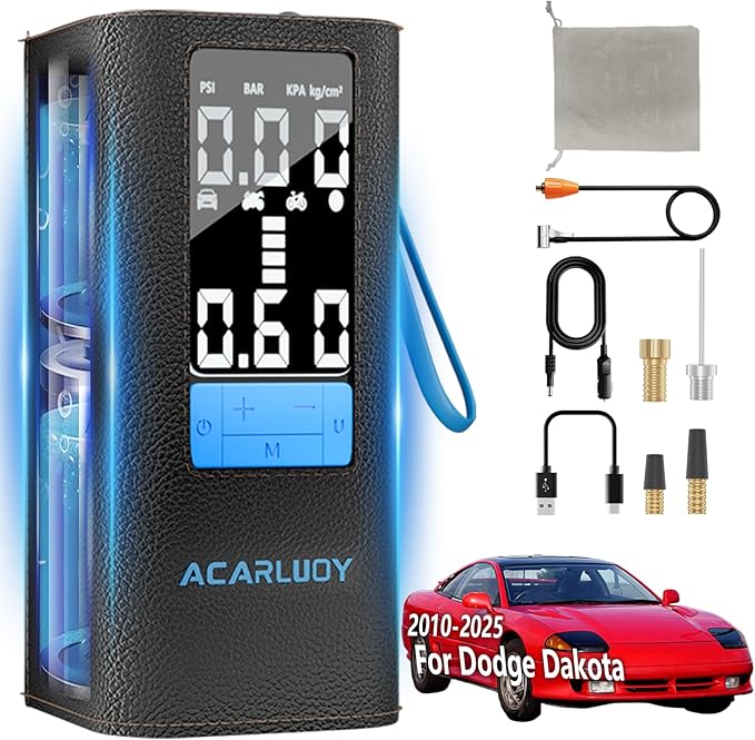 Portable Air Compressor Tire Inflator - 150PSI 6000mAh Cordless Air Pump for Car Tires, 3X Faster Inflation, LCD Display, Fit for Dodge Dakota 2010-2025,tire air pump