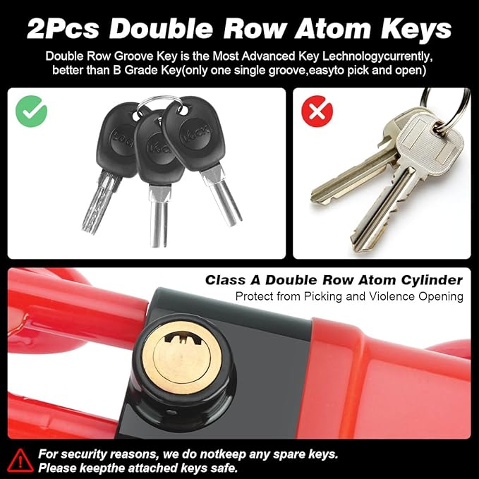 Car Steering Wheel Lock Anti-Theft Device,Red Car Steering Wheel Lock Heavy Duty Anti Theft Car Device with Key