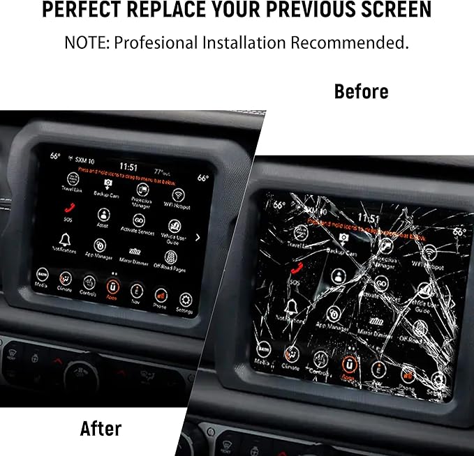TDO-XGA084 Upgraded Digitizer for 8.4” Uconnect 4 4C UAQ Jeep Dodge RAM Chrysler 2018-2023 LCD Touch Screen Radio Navigation Display Monitor TDO-XGA0840 68388570AB, No Glue, Easy Install