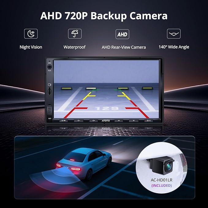 ATOTO A5L 7inch Android Double DIN Car Stereo, Wireless CarPlay & Android Auto, Wi-Fi/Bluetooth/USB Tethering, 2G+32G Touchscreen Car Radio, Backup Camera, MirrorLink, DSP/FM/AM/SWC, AI&GPS Tracking