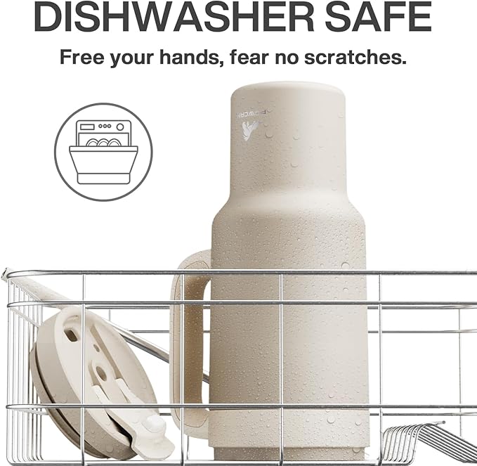 POWCAN 40 oz Tumbler with Handle, 2-in-1 Straw and Sip Lid, Leakproof, Dishwasher Safe, Insulated Stainless Steel Travel Coffee Mug, Keeps Cold for 34 Hours, Fits in Car Cup Holder (Oat)