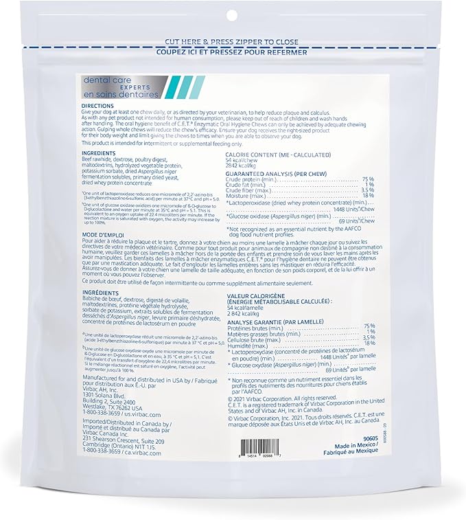 Virbac C.E.T. Enzymatic Oral Chews for Dogs 26-50 lbs, 30 ct