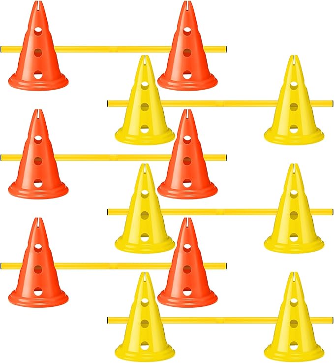 Dog Agility Hurdle Cone Set Dog Agility Course Backyard Set with Height Adjustable Include 12 Cones 6 Rods Training Equipment for Pet Obstacle Course Outdoor Games(Yellow, Yellow)