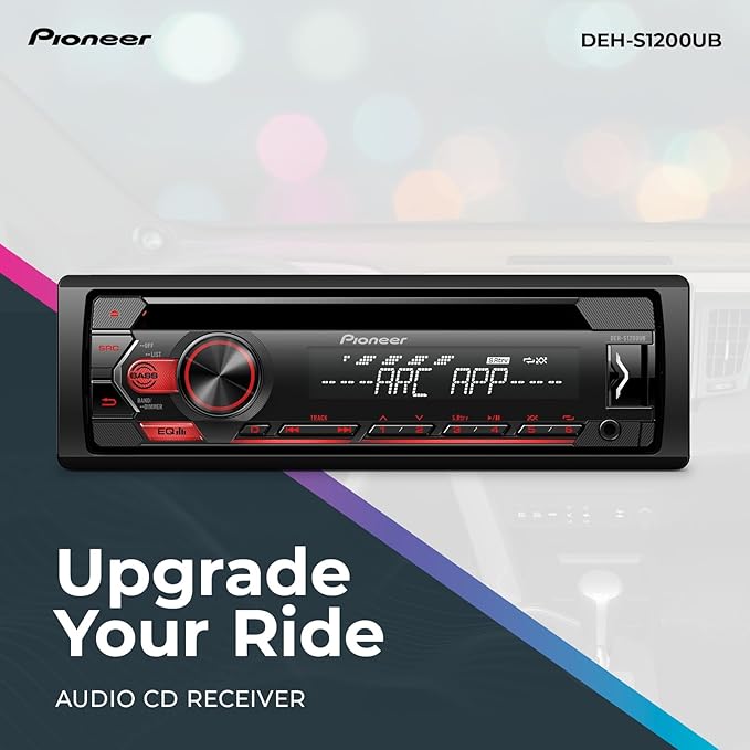 Pioneer DEH-S1200UB 1-Din CD Receiver – USB, AUX, FLAC Playback, AM/FM Radio, 50W x 4 Output, MIXTRAX, Detachable Face, Preset EQ, Bass Boost, Remote Control Included