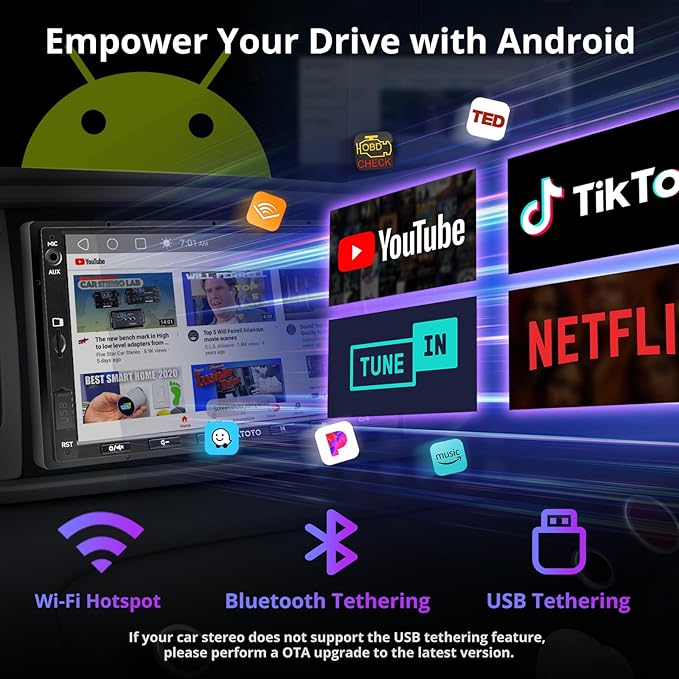 ATOTO A5L 7inch Android Double DIN Car Stereo, Wireless CarPlay & Android Auto, Wi-Fi/Bluetooth/USB Tethering, 2G+32G Touchscreen Car Radio, Backup Camera, MirrorLink, DSP/FM/AM/SWC, AI&GPS Tracking