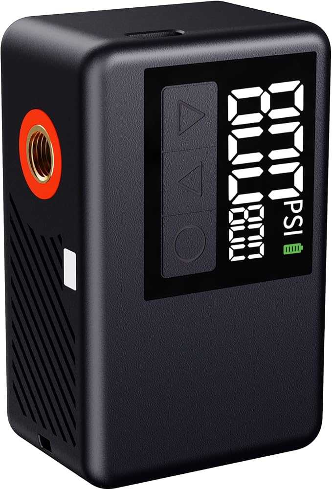 BL-01 Mini Cordless Tire Inflator, 120 PSI USB-C Rechargeable Brushless Air Pump with Digital Pressure Gauge and Auto Shut-Off for Bikes, Cars and Balls
