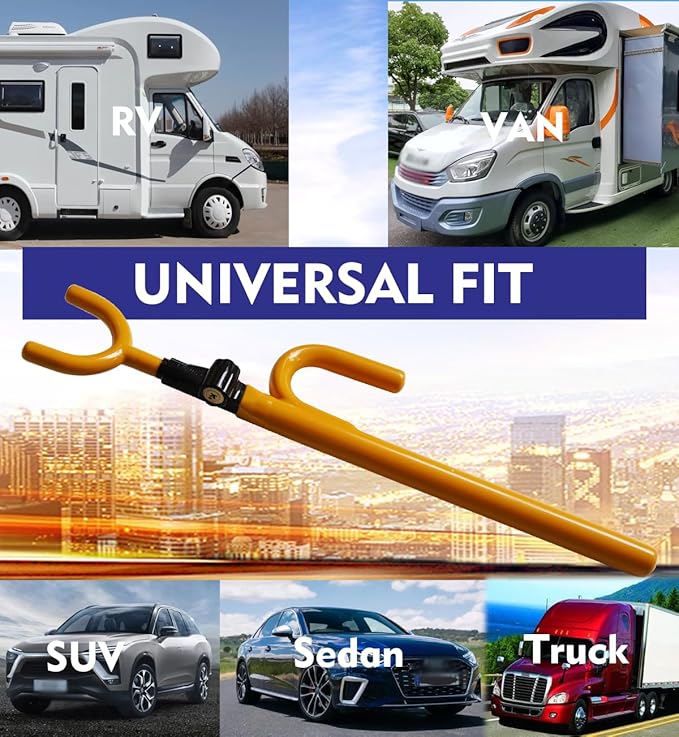 Steering Wheel Lock Anti-Theft car Device Car Wheel Locks Heavy Duty Vehicle Security Steering Wheel Lock for Truck Car Vehicles Van Lorry SUV with 4 Keys, Elongated Length MAX 30.5“ Yellow