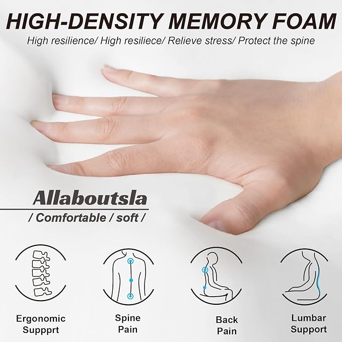 Car Seat Cushion, Car Seat Cushions for Driving with Comfort Memory Foam - Sciatica & Back Pain Relief, Suitable for Car, Truck, Office Chair (Black&Gray)