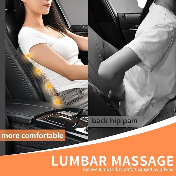 Coverado Lumbar Support Pillow for Car Seat Driver, Leather Car Seat Cushions for Driving Back Pain, Detachable Memory Foam Upper Lower Car Back Support Gray