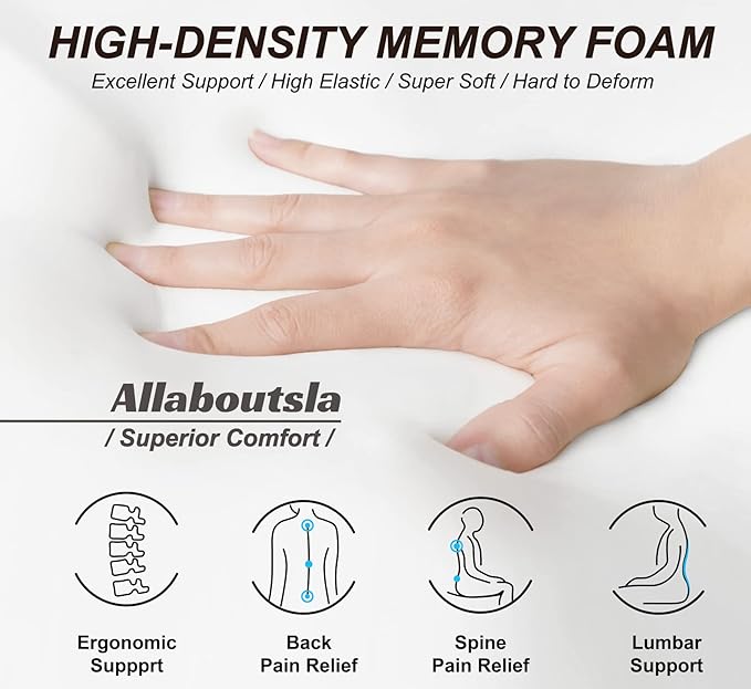 Car Seat Cushion, Car Seat Cushions for Driving with Comfort Memory Foam - Sciatica & Back Pain Relief, Suitable for Car, Truck, Office Chair (Black)