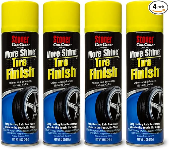 Stoner Car Care 91094-4PK More Shine Tire Finish – Tire Shine Spray for a Deep Matte Black Finish with Long-Lasting Rain-Resistant Protection, Non-Greasy No Sling – 12 oz (Pack of 4)