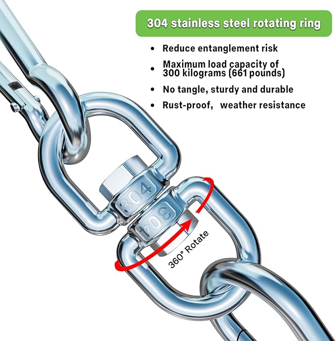 TOMBABY Dog Tie Out Cable and Stake,with 20FT Heavy Duty Cable,360° Swivel Dog Anchor& Anti-Tangle,Dog Runner for Yard,Dog Stake Allows Dogs Up to 150 lbs, Dog Stakes for Outside Beach,Camping, Yard