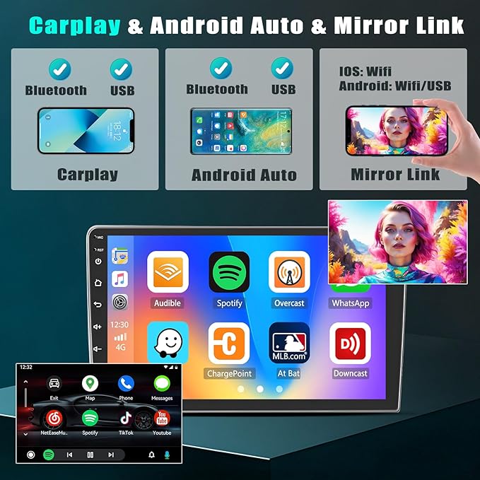 2+64G Android 15 Car Stereo for Hyundai Sonata 2009 2010 (Manual A/C),9 inch Touch Screen Radio Wireless Apple CarPlay Android Auto DSP 5G WiFi Bluetooth GPS+Free AHD Backup Cam