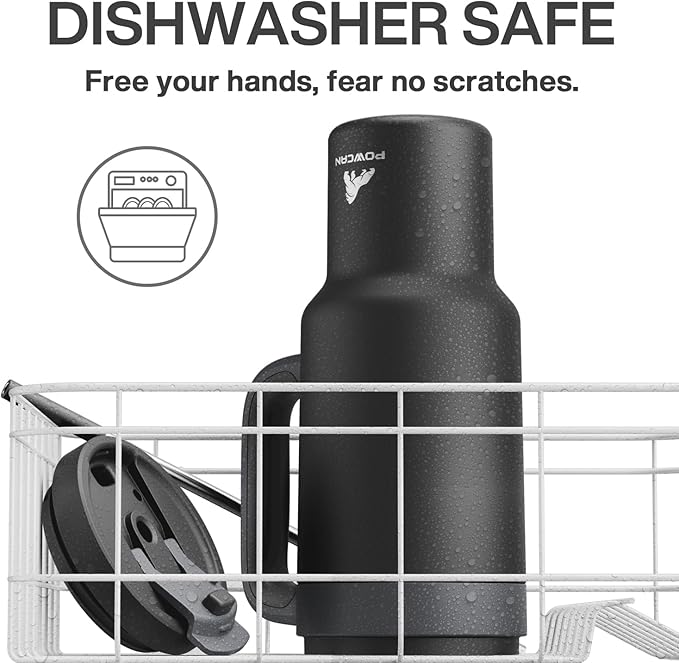 POWCAN 40 oz Tumbler with Handle, 2-in-1 Straw and Sip Lid, Leakproof, Dishwasher Safe, Insulated Stainless Steel Travel Coffee Mug, Keeps Cold for 34 Hours, Fits in Car Cup Holder (Midnight)