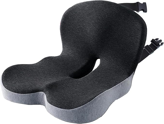 Premium Car Cushions for Driving – Versatile Seat Cushion for Truck Driver& Office Chair, Memory Foam Driver Seat Cushion with Back Support & Non-Slip Base，with Adjustable Strap