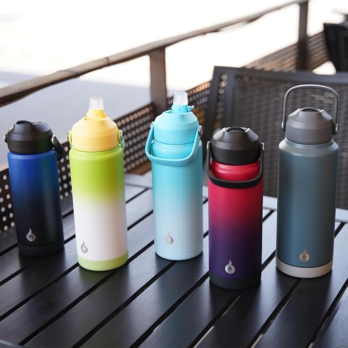 BJPKPK Insulated Water Bottle with Straw Lid, 40oz Large Thermo, BPA Free Leak Proof Stainless Steel Metal Water Bottles, Tumblers, Cups, Flasks for Travel, Sports,Charming Red