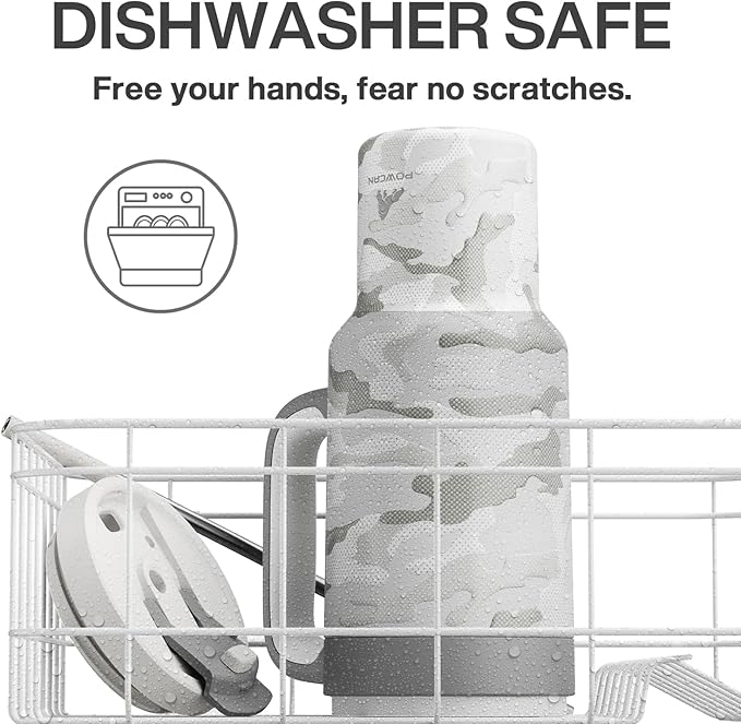 POWCAN 40 oz Camo Tumbler with Handle, 2-in-1 Straw and Sip Lid, Leakproof, Dishwasher Safe, Insulated Stainless Steel Travel Coffee Mug, Keeps Cold for 34 Hours, Car Cup Holder Fit (Clouded Aspen)