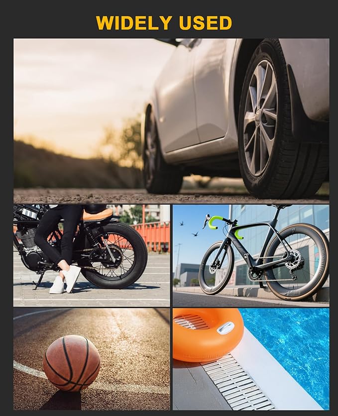 Tire Inflator Portable Air Compressor, 160PSI Large Full-Screen display Portable Air Pump with Digital Pressure Gauge, Rechargeable Battery Powered Portable Air Compressor with 12V DC Adapter