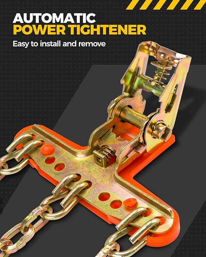 KYX Tire Chains for Car/SUV/Pickup Truks, Adjustable Universal Emergency Snow Chains for Tire, 8.7-11.1 inch, 8 Pcs,