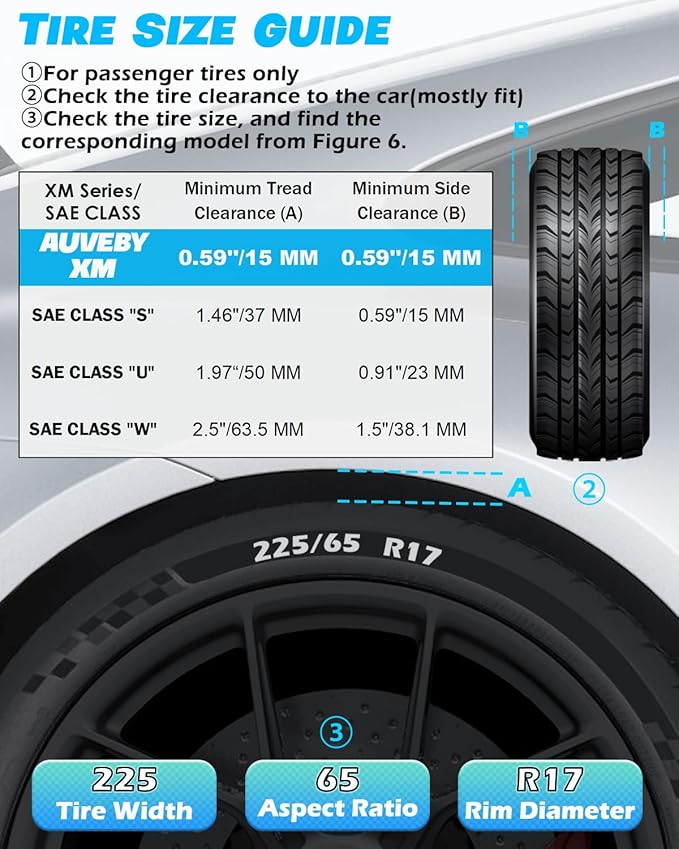 Snow-Chains Auto Fixing 1 Min Quick Fit Easy Installation Tire-Chains, Christmas Gifts for Safety, Universal Emergency Tire Traction Chain for Passenger Car and SUV - Set of 2 (XM-120)