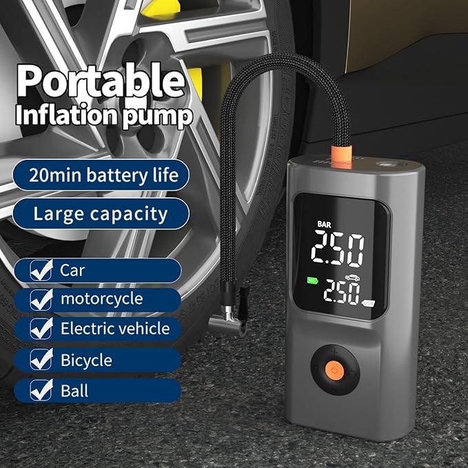 PARDUS Tire Inflator Portable Air Compressor, 150PSI Air Pump For Car Tires with Digital Pressure Gauge, Bike Tire Pump with LED Light and Auto Shut-Off Function for Car, Motorcycle, Bicycle, Balls