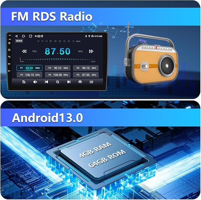 4G+64G Android 13 Car Radio for Honda Civic 2006-2011 with Wireless Carplay Android Auto GPS Navigation 10.1 Inch IPS Touch Screen Head Unit, Support Steering Wheel Control, Mirrorlink, Backup Camera