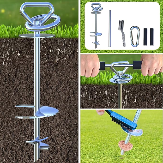 Dog Tie Out Stake,360° Swivel Dog Runner for Yard,Run Anchors for Large Dogs up to 150 lbs,Dog Leads for Yard Heavy Duty-Use Any Dog Tie Out Cable/Leash/Sand/Camping