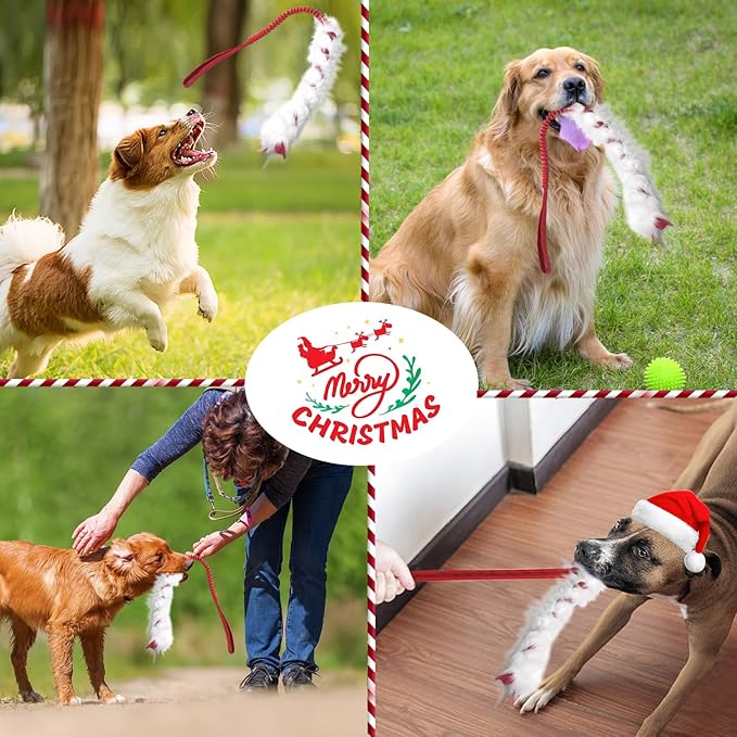 Wodoca Christmas Dog Tug Toys - Rope Toys for Aggressive Chewers, Xmas Pet Gifts, Large Dog Chew Toy, Ideal for Training, Hand Made (Red)