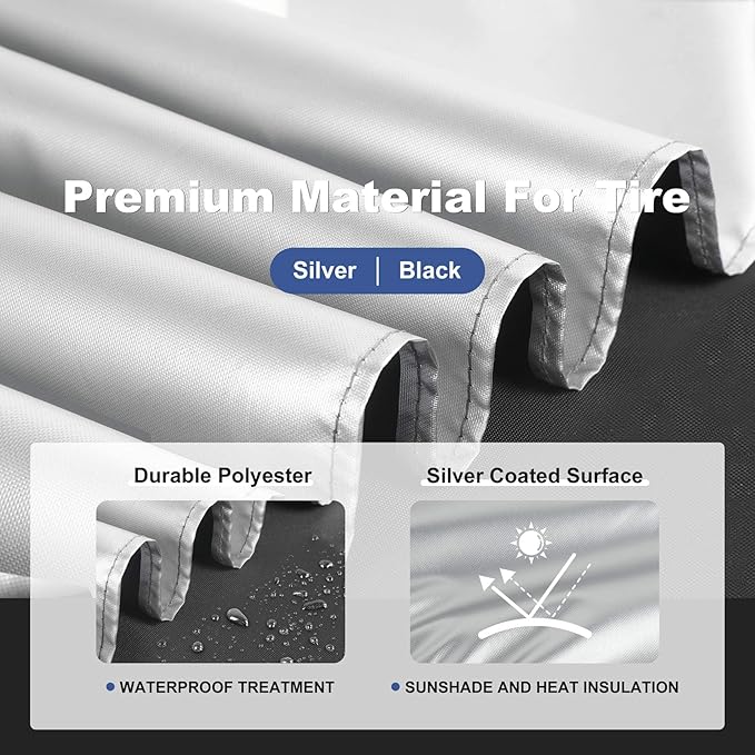 Explore Land Weatherproof Tire Covers 4 Pack Alumium Wheel Protector for Truck, SUV, Trailer, Camper, RV,S (Fits Diameter 26"-28.75"), Silver, Set of 4