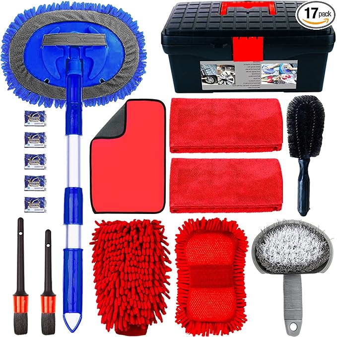 Car Wash Kit - Car Cleaning Kit Car Wash Cleaning Tools Kit with Car Wash Brush with Long Handle,Car Wash Mop,Microfiber Towels Car Detailing Kit