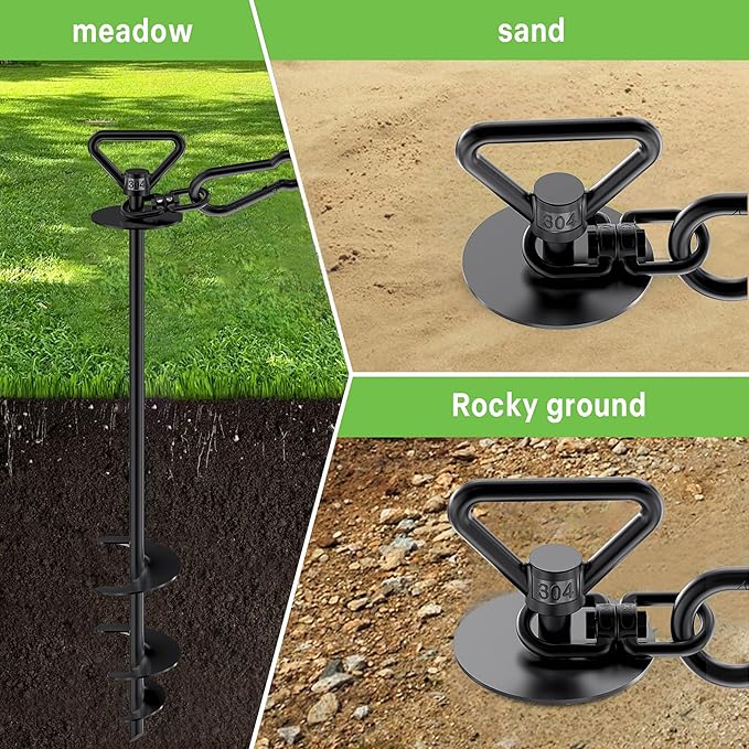 TOMBABY Dog Tie Out Cable and Stake,with 20FT Heavy Duty Cable,360° Swivel Dog Anchor& Anti-Tangle,Dog Runner for Yard,Dog Stake Allows Dogs Up to 210 lbs, Dog Stakes for Outside Beach,Camping, Yard