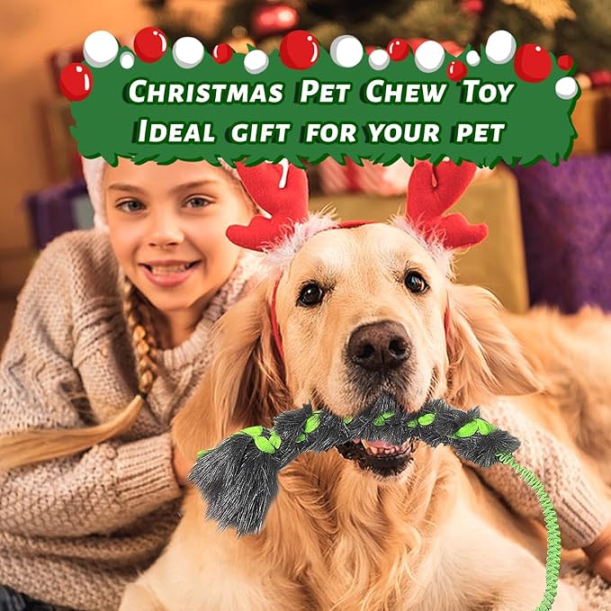 wodoca Christmas Dog Tug Toys Dog Rope Toys Pets Puppy Aggressive Chewers Toys Xmas Pet Gifts, Easy to GRAP Large Dogs Chew Toy Ideal for Training for Puppy, Middle Dogs Play Hand Made (Green)