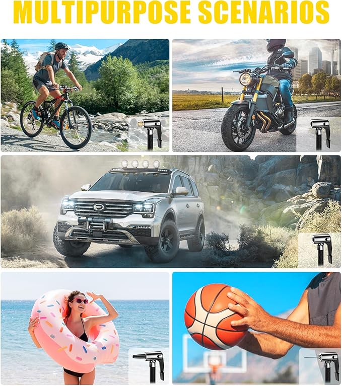 AVID POWER Cordless Tire Inflator Portable Air Compressor, 20V Rechargeable Battery Powered Car Tire Pump w/ 12V DC Adapter, Digital Pressure Gauge, Air Pump for Car, Bike, Motorcycle, Ball