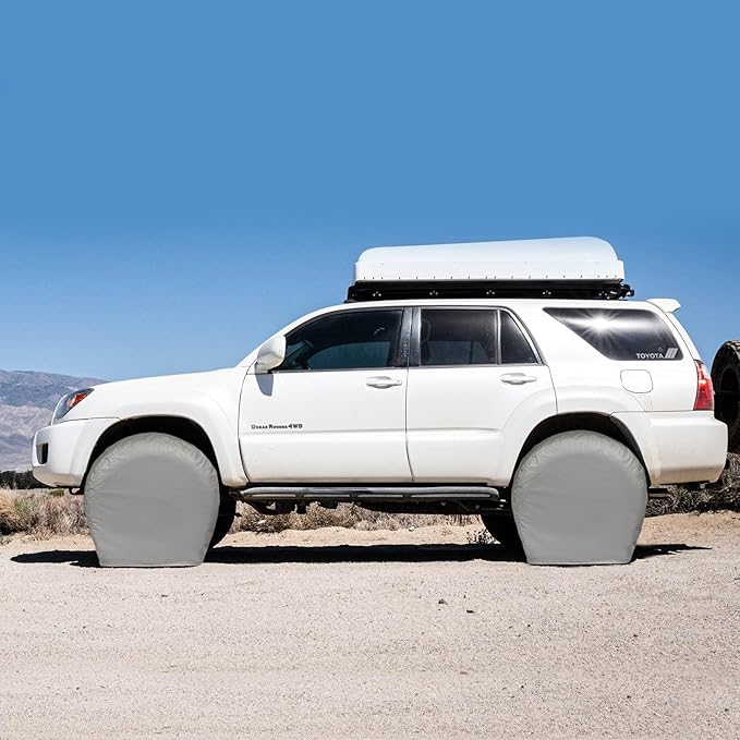 Explore Land Tire Covers 4 Pack - Tough Wheel Protector for Truck, SUV, Trailer, Camper, RV Universal Fits Tire Diameters 21 inches, Charcoal