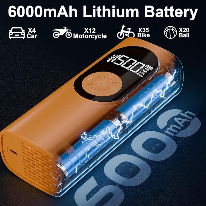 Tire Inflator Portable Air Compressor 150PSI Air Pump for Car Tires with Digital Pressure Gauge, Led Light, Auto Shut-Off, Portable Pump for Auto, Motorcycle, Bike, Balls and More
