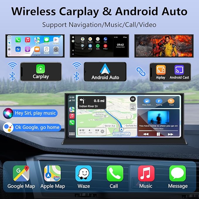 Largest 11.26" Apple Carplay Screen for Car 4K Dash Cam 350° Rotatable Camera【Cust-omized Bracket】 Car Tablet Pro Max w Carplay & Android Auto Real-time Navigation Bluetooth Audio Mirror Link