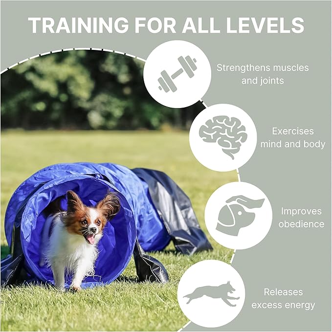TRIXIE Dog Agility Tunnel– Dog Tunnel for Small Dogs or Cats Agility Training, Portable Dog Tunnel 78.7 in Long & 15.7 in Diameter, Dog Agility Equipment for Beginners & Advanced