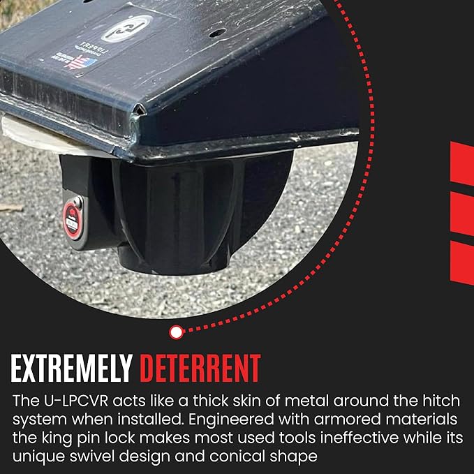 AMPLock - U-LPCVR 1-Cylinder Heavy Duty King Pin Lock for Semi-Trailer and 5th Wheel - Anti Theft Trailer Hitch Lock, Patented Keyed Alike Commercial & Travel Trailer Hitch Locks with Keys